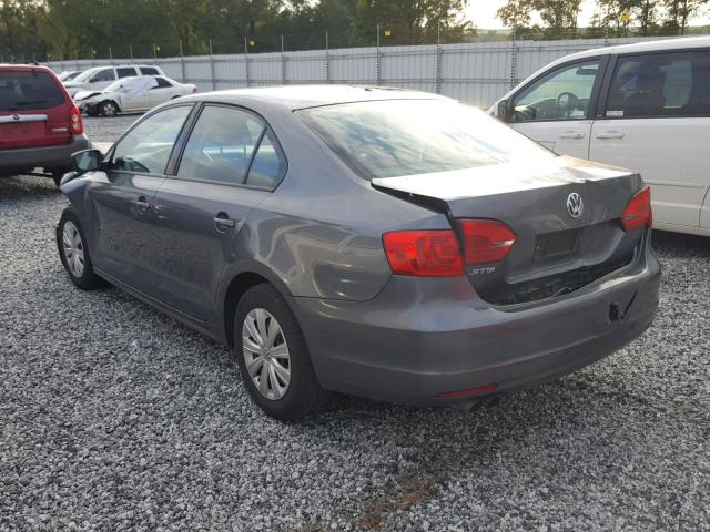 3VW2K7AJ9BM334477 - 2011 VOLKSWAGEN JETTA BASE GRAY photo 3