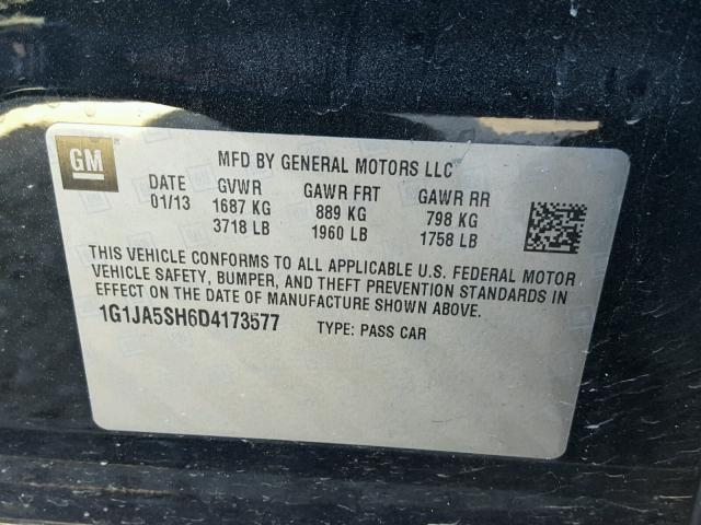 1G1JA5SH6D4173577 - 2013 CHEVROLET SONIC LS BLACK photo 10