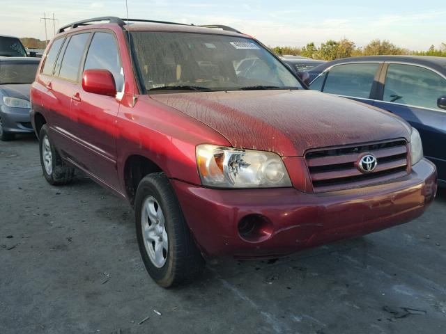 JTEGD21A250120228 - 2005 TOYOTA HIGHLANDER RED photo 1