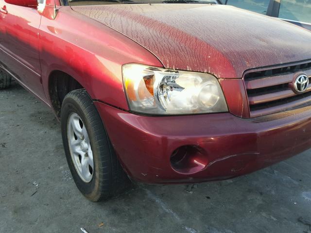 JTEGD21A250120228 - 2005 TOYOTA HIGHLANDER RED photo 9