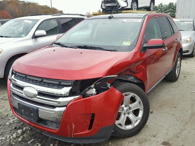 2FMDK3JC4BBB33895 - 2011 FORD EDGE SEL RED photo 2