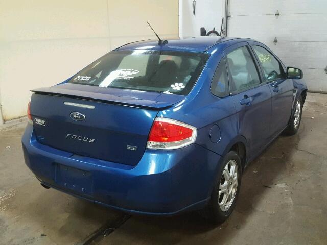 1FAHP35N58W239756 - 2008 FORD FOCUS SE BLUE photo 4