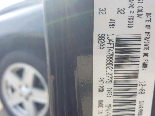 1J4FT47B89D210779 - 2009 JEEP COMPASS SP BLACK photo 10