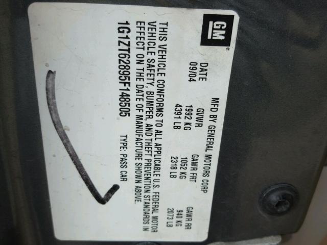 1G1ZT62895F148505 - 2005 CHEVROLET MALIBU MAX 灰色 照片 10