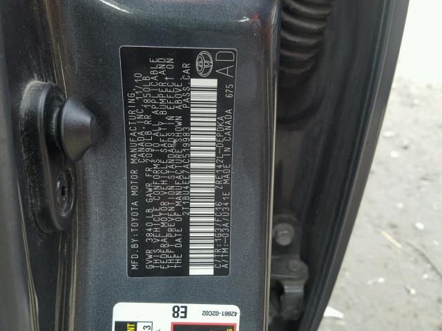 2T1BU4EE7AC519983 - 2010 TOYOTA COROLLA BA GRAY photo 10