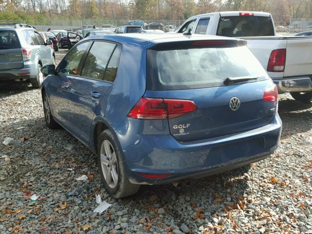 3VW217AU7HM006576 - 2017 VOLKSWAGEN GOLF S BLUE photo 3