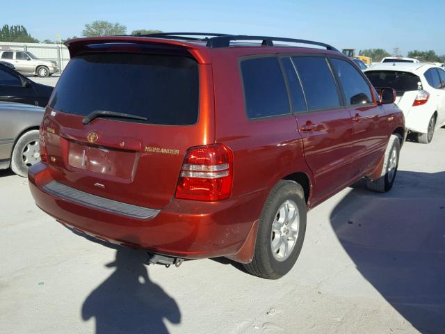 JTEGF21A830102758 - 2003 TOYOTA HIGHLANDER ORANGE photo 4