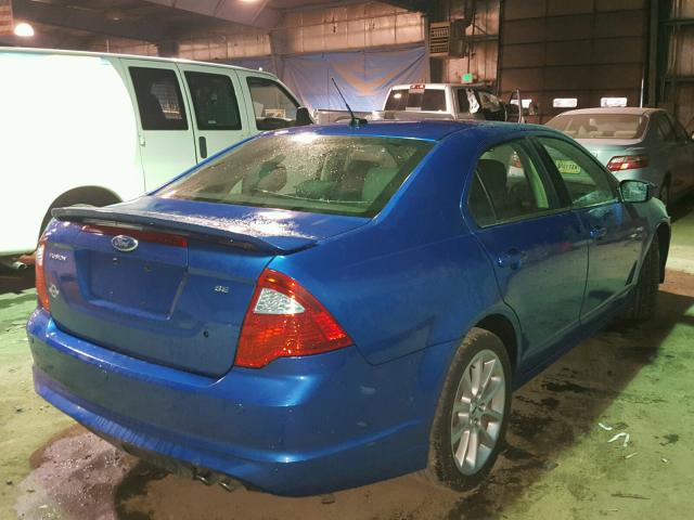 3FAHP0HA1BR181615 - 2011 FORD FUSION SE BLUE photo 4