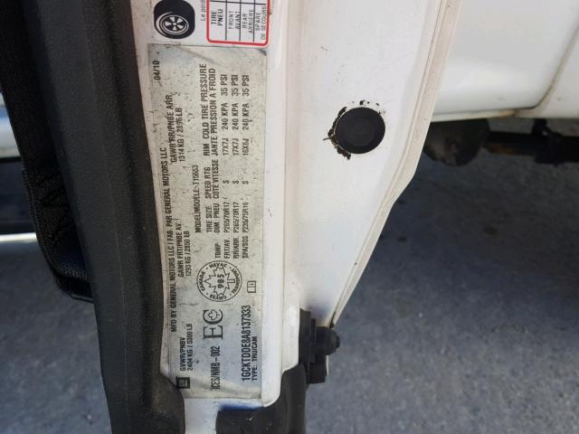 1GCKTDDE8A8137333 - 2010 CHEVROLET COLORADO L WHITE photo 10