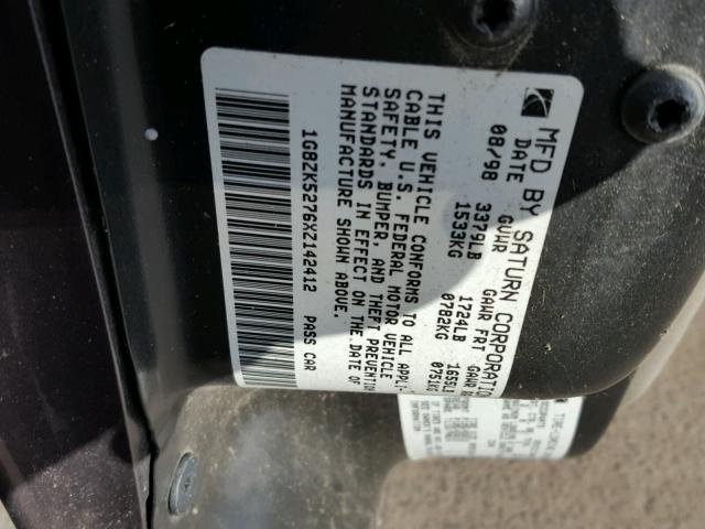 1G8ZK5276XZ142412 - 1999 SATURN SL2 GRAY photo 10