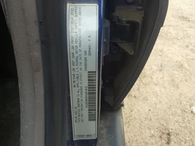 WAUED28D8XA281012 - 1999 AUDI A4 2.8 QUA BLUE photo 10