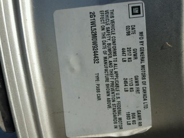 2G1WL52M0W9244432 - 1998 CHEVROLET LUMINA BAS თაფლისფერი ფოტო 10