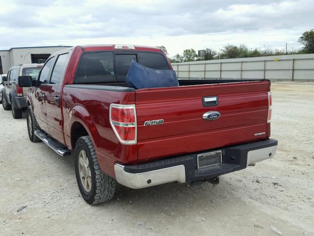 1FTFW1CF9DKD94073 - 2013 FORD F150 SUPER MAROON photo 3