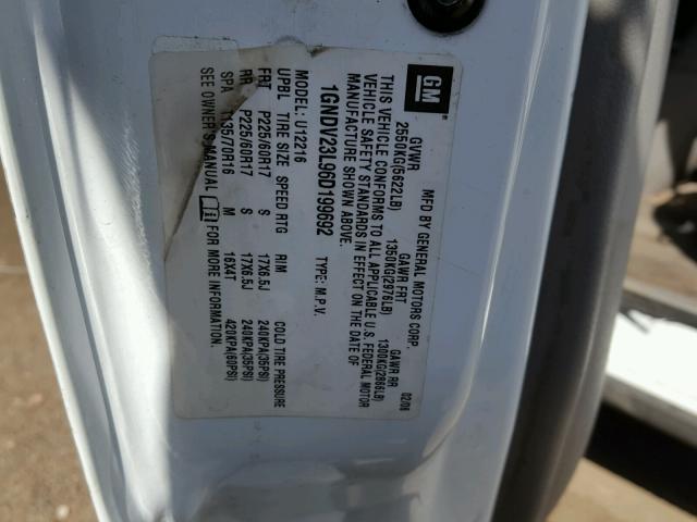 1GNDV23L96D199692 - 2006 CHEVROLET UPLANDER L 白色 照片 10