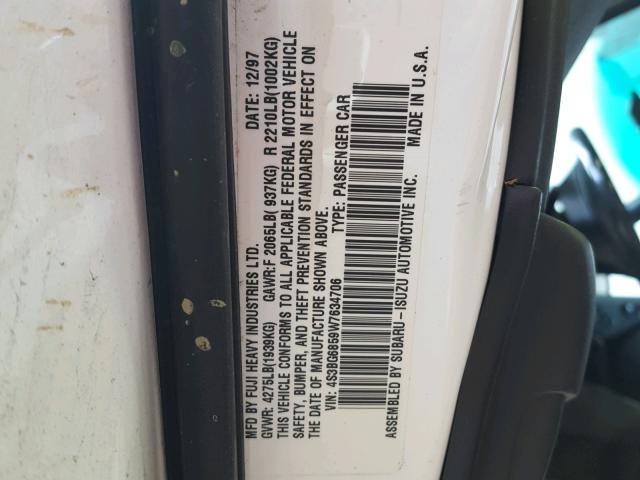 4S3BG6859W7634706 - 1998 SUBARU LEGACY 30T WHITE photo 10