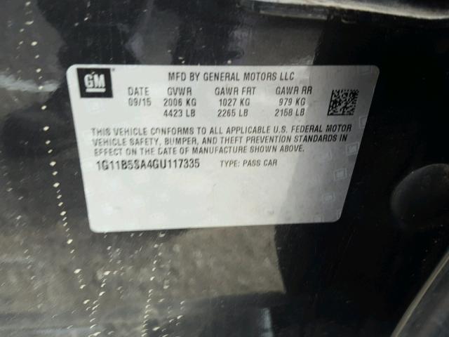 1G11B5SA4GU117335 - 2016 CHEVROLET MALIBU LIM 灰色 照片 10