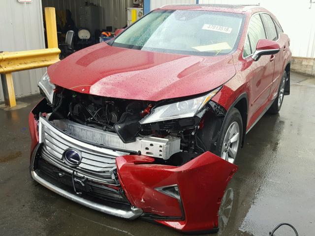 2T2BGMCA4JC027804 - 2018 LEXUS RX 450H RED photo 2