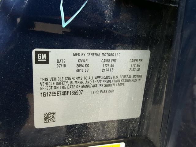 1G1ZE5E74BF135907 - 2011 CHEVROLET MALIBU LTZ 蓝色 照片 10