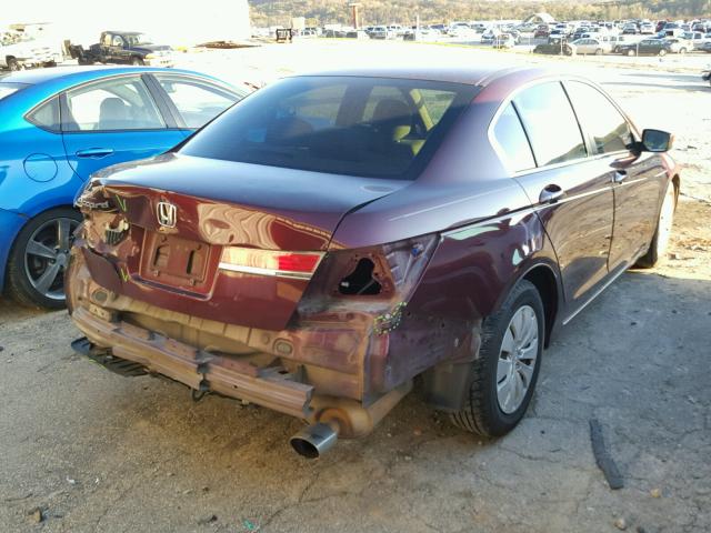 1HGCP2F35CA038670 - 2012 HONDA ACCORD LX BURGUNDY photo 4