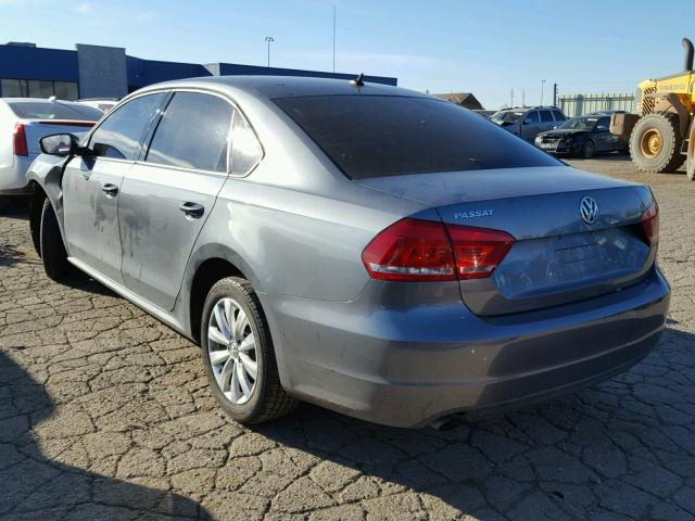 1VWAH7A30DC122535 - 2013 VOLKSWAGEN PASSAT S GRAY photo 3