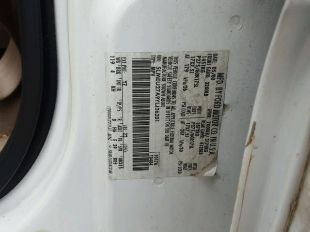 5LMEU27A9YLJ36201 - 2000 LINCOLN NAVIGATOR WHITE photo 10