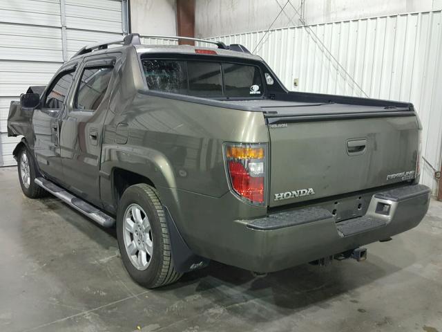 2HJYK165X7H540673 - 2007 HONDA RIDGELINE GREEN photo 3