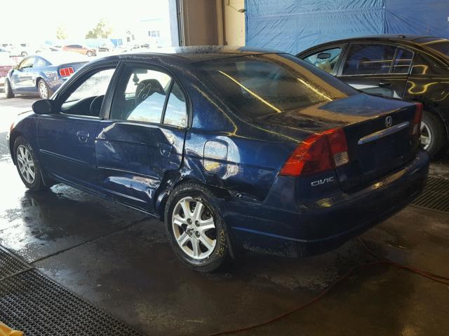 2HGES26793H577823 - 2003 HONDA CIVIC EX BLUE photo 3