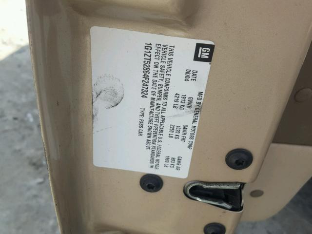 1G1ZT52864F247324 - 2004 CHEVROLET MALIBU LS 金色 照片 10