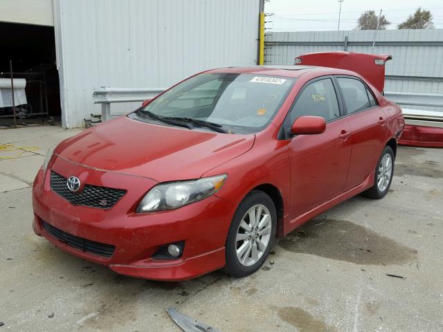 1NXBU40E49Z074443 - 2009 TOYOTA COROLLA BA RED photo 2