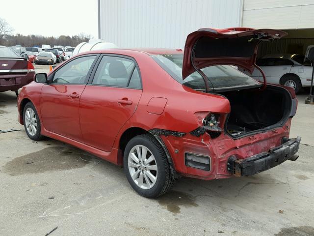 1NXBU40E49Z074443 - 2009 TOYOTA COROLLA BA RED photo 3