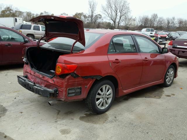 1NXBU40E49Z074443 - 2009 TOYOTA COROLLA BA RED photo 4