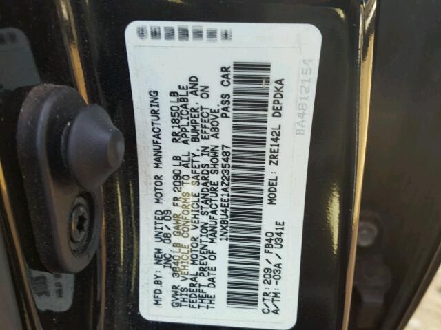 1NXBU4EE1AZ235487 - 2010 TOYOTA COROLLA BA BLACK photo 10