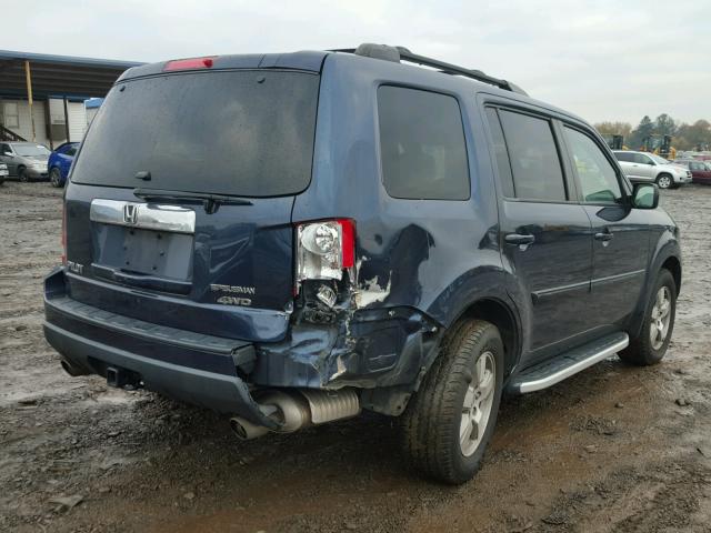 5FNYF4H50BB100645 - 2011 HONDA PILOT EXL BLUE photo 4