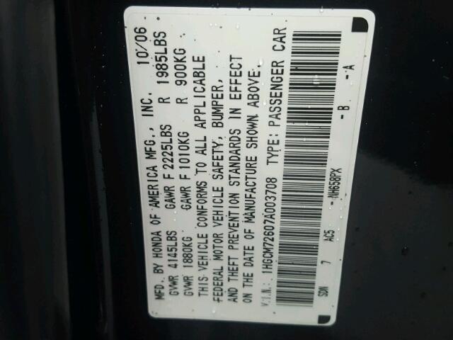 1HGCM72607A003708 - 2007 HONDA ACCORD EX GRAY photo 10