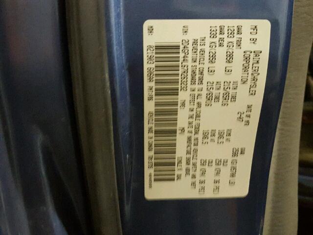 2D4GP44L67R263232 - 2007 DODGE GRAND CARA BLUE photo 10