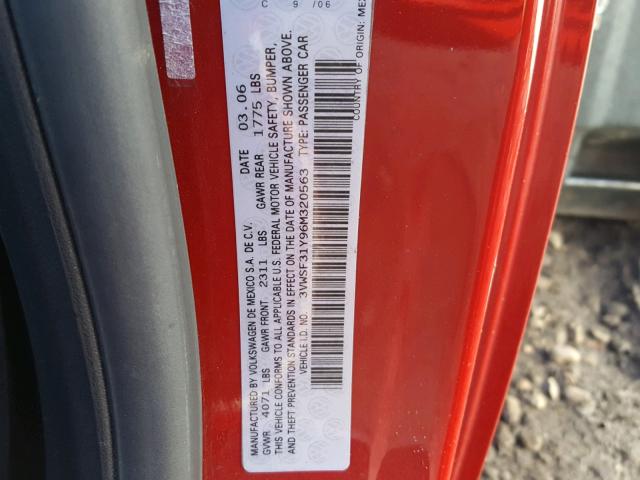3VWSF31Y96M320563 - 2006 VOLKSWAGEN NEW BEETLE Qırmızı foto 10