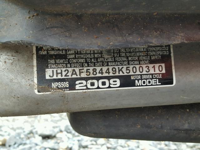 JH2AF58449K500310 - 2009 HONDA NPS50 S BLACK photo 10