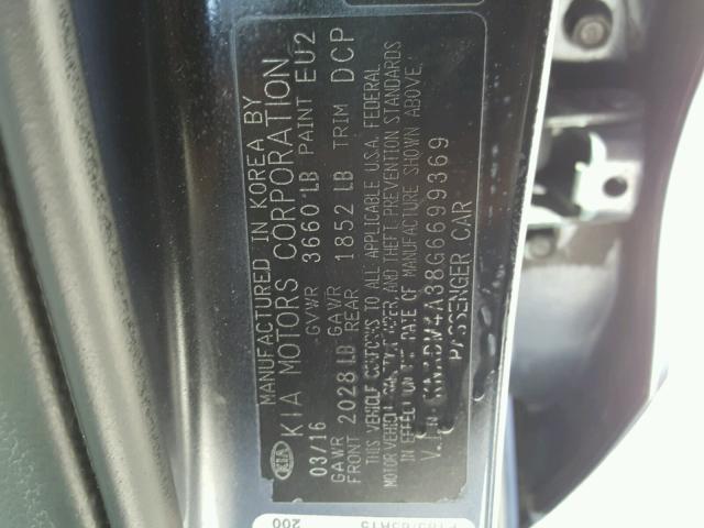 KNADM4A38G6699369 - 2016 KIA RIO LX Կապույտ լուսանկար 10