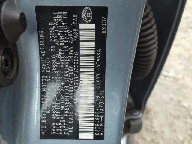 4T1BK36B37U223676 - 2007 TOYOTA AVALON XL Көк фото 9