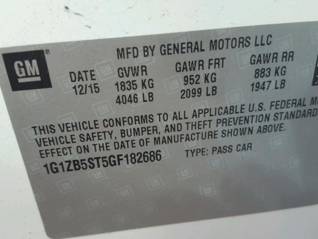 1G1ZB5ST5GF182686 - 2016 CHEVROLET MALIBU LS თეთრი ფოტო 10