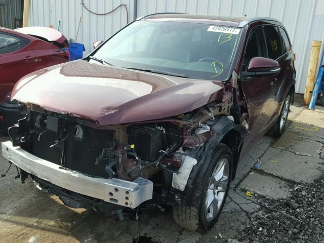 5TDDKRFH4FS187942 - 2015 TOYOTA HIGHLANDER MAROON photo 2