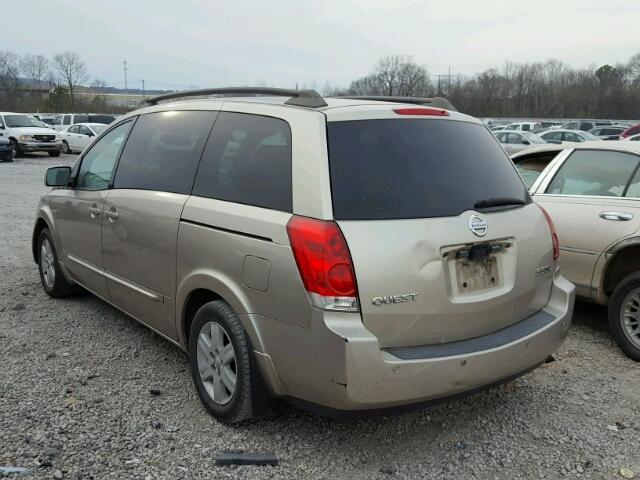 5N1BV28U25N111216 - 2005 NISSAN QUEST S TAN photo 3