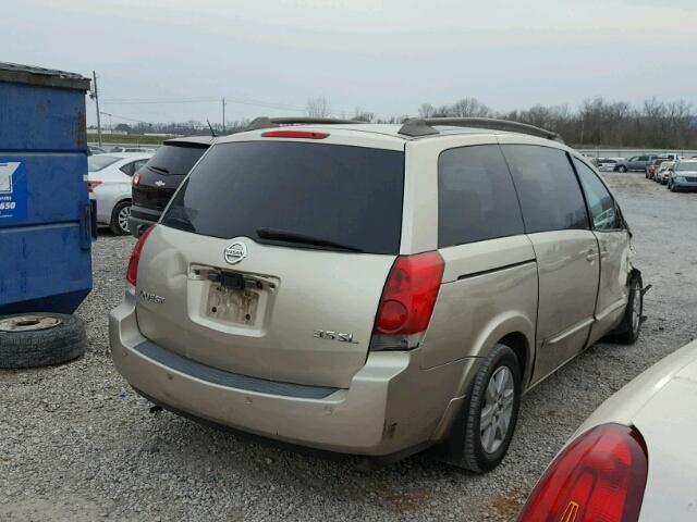 5N1BV28U25N111216 - 2005 NISSAN QUEST S TAN photo 4