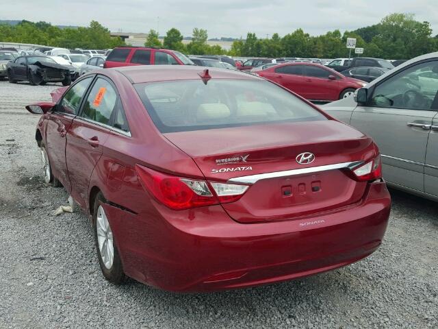 5NPEB4ACXDH763667 - 2013 HYUNDAI SONATA GLS RED photo 3