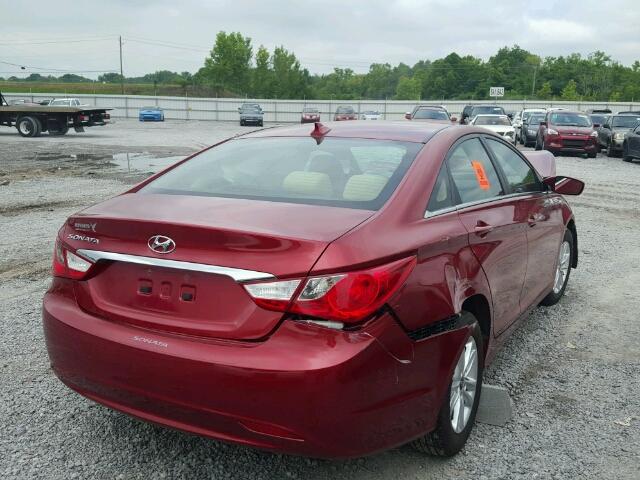 5NPEB4ACXDH763667 - 2013 HYUNDAI SONATA GLS RED photo 4