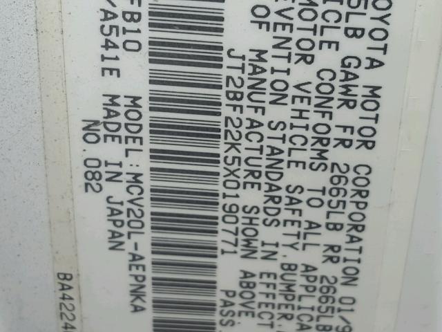 JT2BF22K5X0190771 - 1999 TOYOTA CAMRY LE თეთრი ფოტო 10