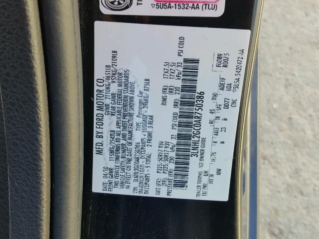 3LNHL2GC0AR750386 - 2010 LINCOLN MKZ Negro foto 10