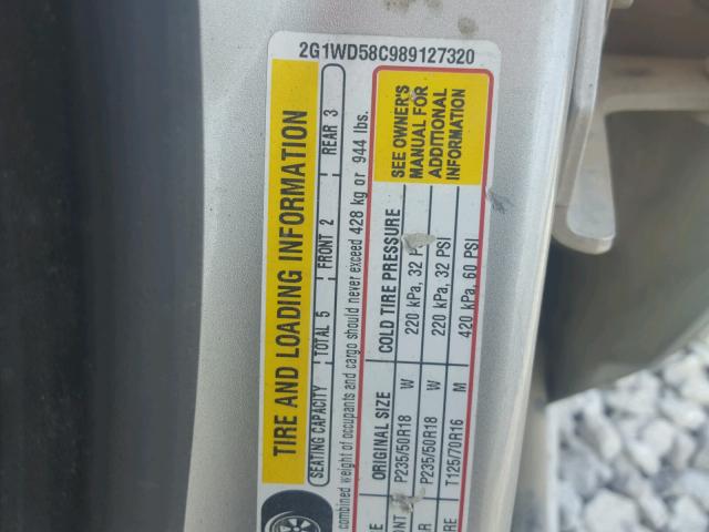 2G1WD58C989127320 - 2008 CHEVROLET IMPALA SUP ვერცხლისფერი ფოტო 10