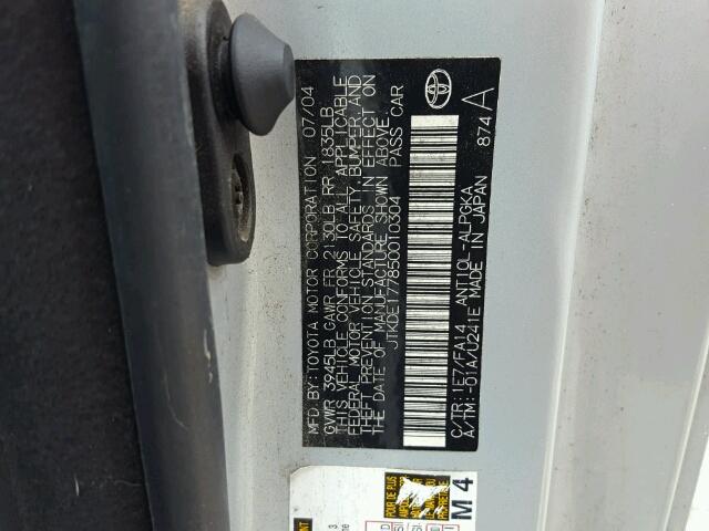 JTKDE177850010304 - 2005 TOYOTA SCION TC 灰色 照片 10