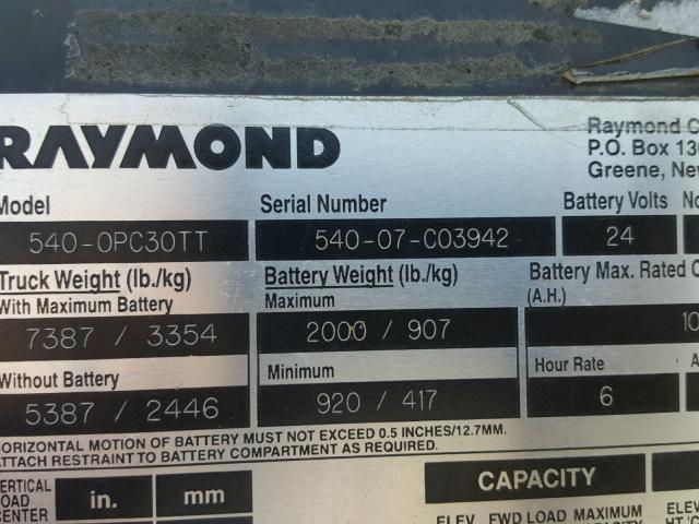 54007C03942 - 2007 RAYM FORKLIFT ორფეროვანი ფოტო 10